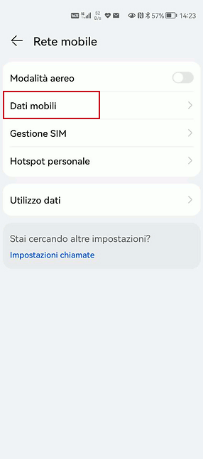 Configurazione APN su EMUI