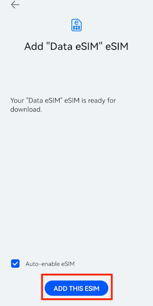 Configurazione eSIM su Huawei