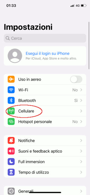 Configurazione APN TIM su iPhone