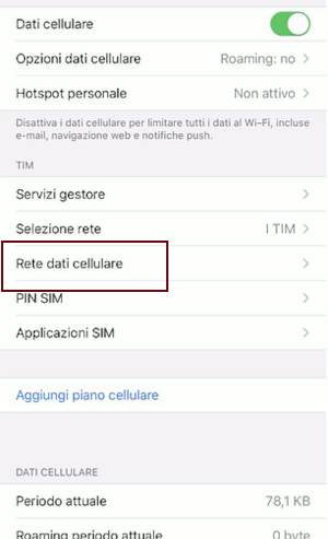 Configurazione Hotspot su iPhone