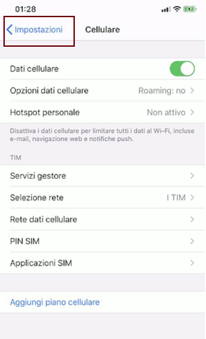 Configurazione Hotspot su iPhone