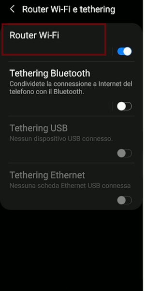 Configurazione Hotspot su Samsung