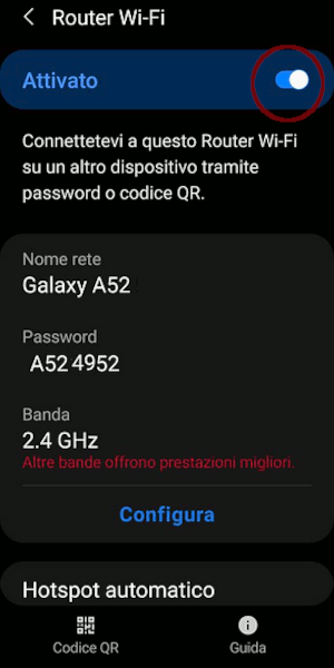 Configurazione Hotspot su Samsung