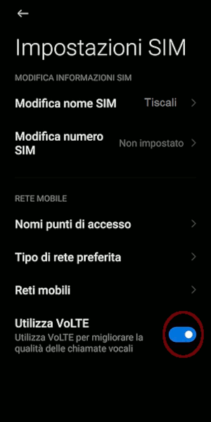 Configurazione VoLTE su Xiaomi